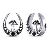 Stainless Steel Mushroom Saddle Ear Gauges Tunnels Expanders Plugs Earring Piercing Jewellery Double Flared 2PCS