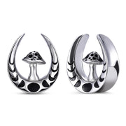 Stainless Steel Mushroom Saddle Ear Gauges Tunnels Expanders Plugs Earring Piercing Jewellery Double Flared 2PCS