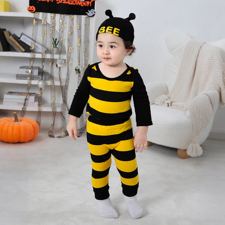 Infant Baby Bee Clothing Sets Girls Boys Beanie Onesie Pants Set