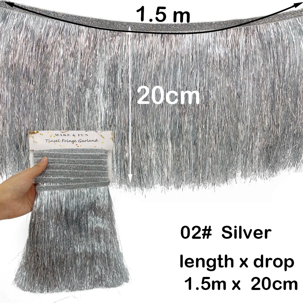 1.5m Gorgeous Fringe Tassel Banner Party Foil Garlands Wall Ceiling Decoration