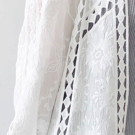 Faith's Cotton Linen Open Stitch Embroidered Summer Cover-Ups