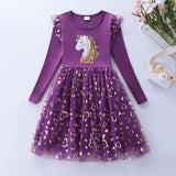 Girls' Long Sleeve Unicorn Dresses