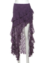 Lace Skirts Irregular Hem Multi-Layered Ruffles