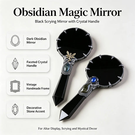 Black Obsidian Scrying Mirror Divination Plate Witch's Altar Decor