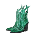 Flamin' Awesome Rhinestone Ankle Boots