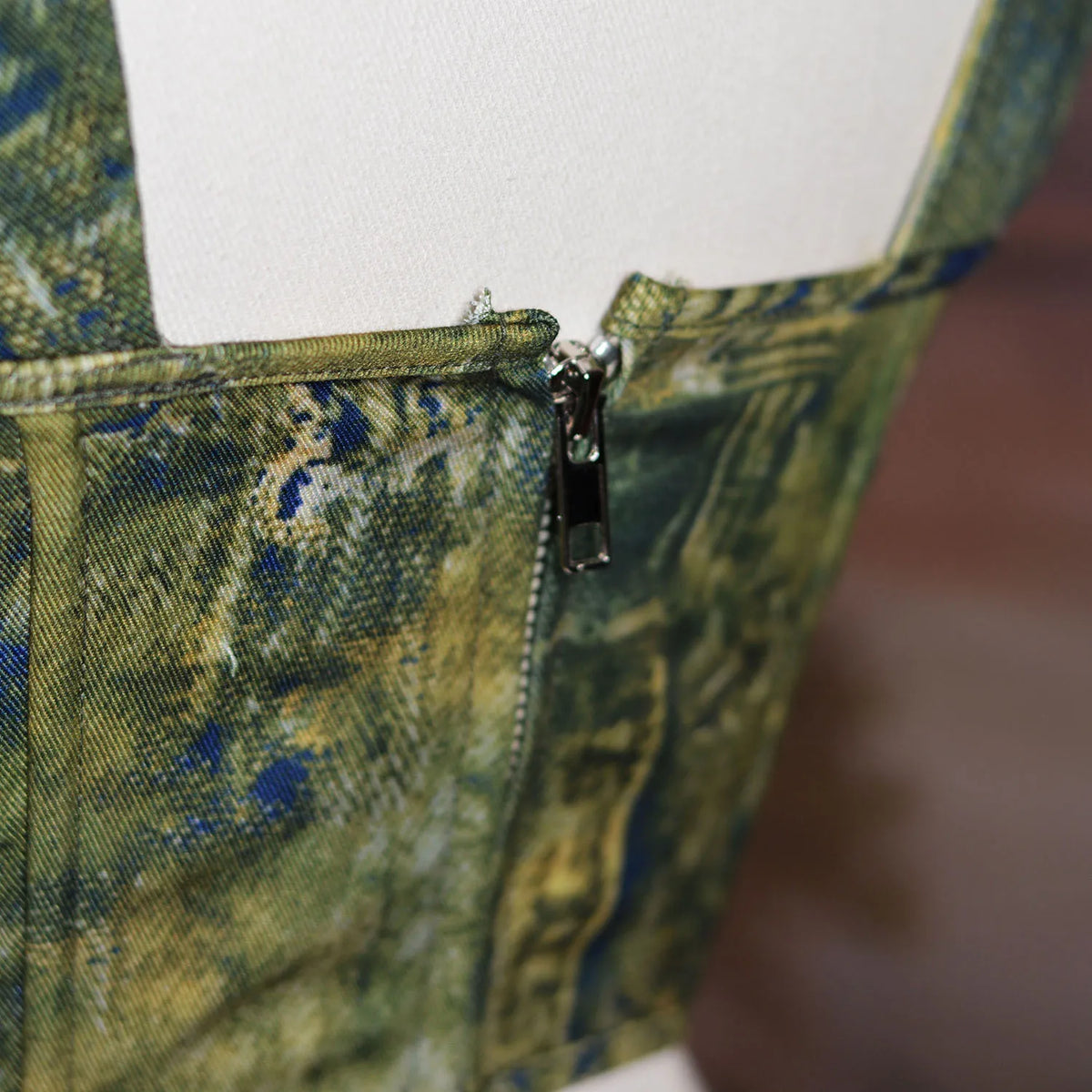 Forest Green Overbust Lace Up Front Boned Bodices With Zipper