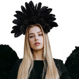 Carnival Showgirl Feather Rose Halo Headpiece Hairband Costume Headdress