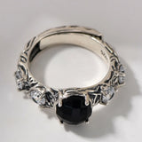 Eternal Night Forest S925 Sterling Silver Ring Agate Zircon