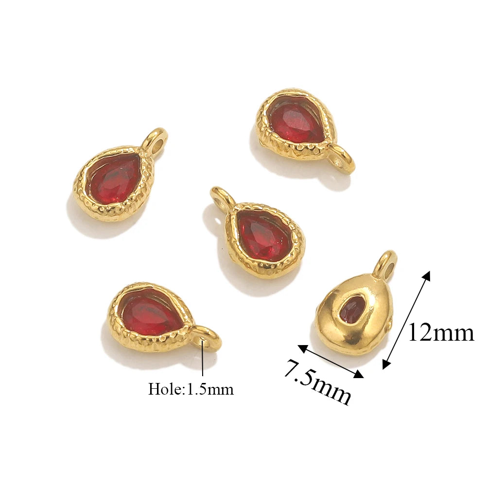 5pcs Stainless Steel Drop Crystal Charms For Jewellery Making DIY Earrings Bracelet