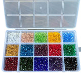 24 Colour Bicone Crystal Glass Beads Set with Storage Case Sparkling Faceted Beads for Jewellery Making DIY Craft