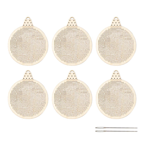 6 Pieces DIY Cross Stitch Wood Slices DIY Gift Tags Christmas Ornaments