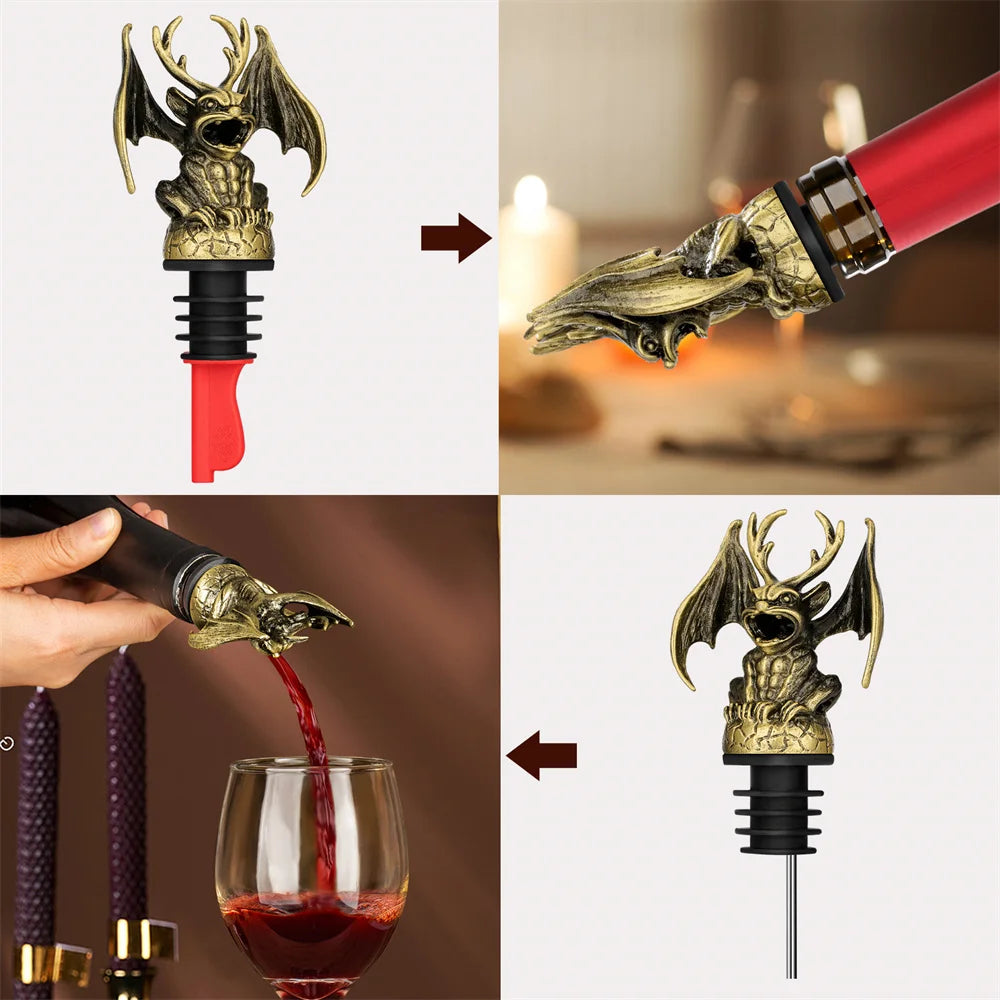 Gargoyle 2-in-1 Wine Pourer and Bottle Stopper Bar Tools Wine Aerators