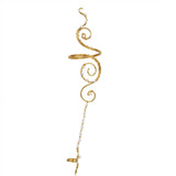 Spiral Gold Arm Cuff & Finger Chain Set with Pearls Adjustable Hand Jewellery Festival Accessories