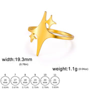 Four Pointed Sparkle Star Ring Stainless Steel