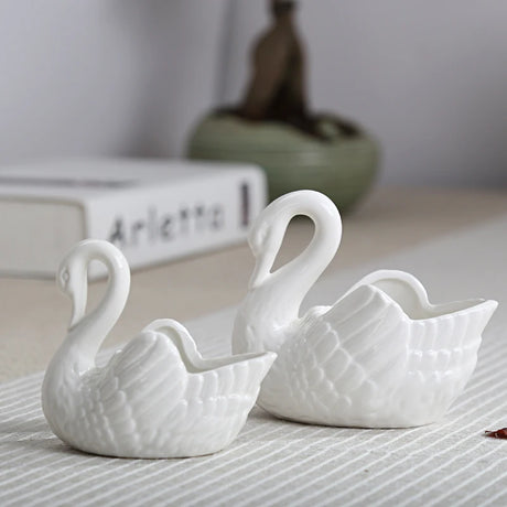 Swan Ceramic Flower Pots Home Decoration Storage Ornaments
