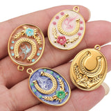 Two Horseshoe Fortune Enamel Charms Stainless Steel Gold Plated Pendant DIY Jewellery Earring Making Materials