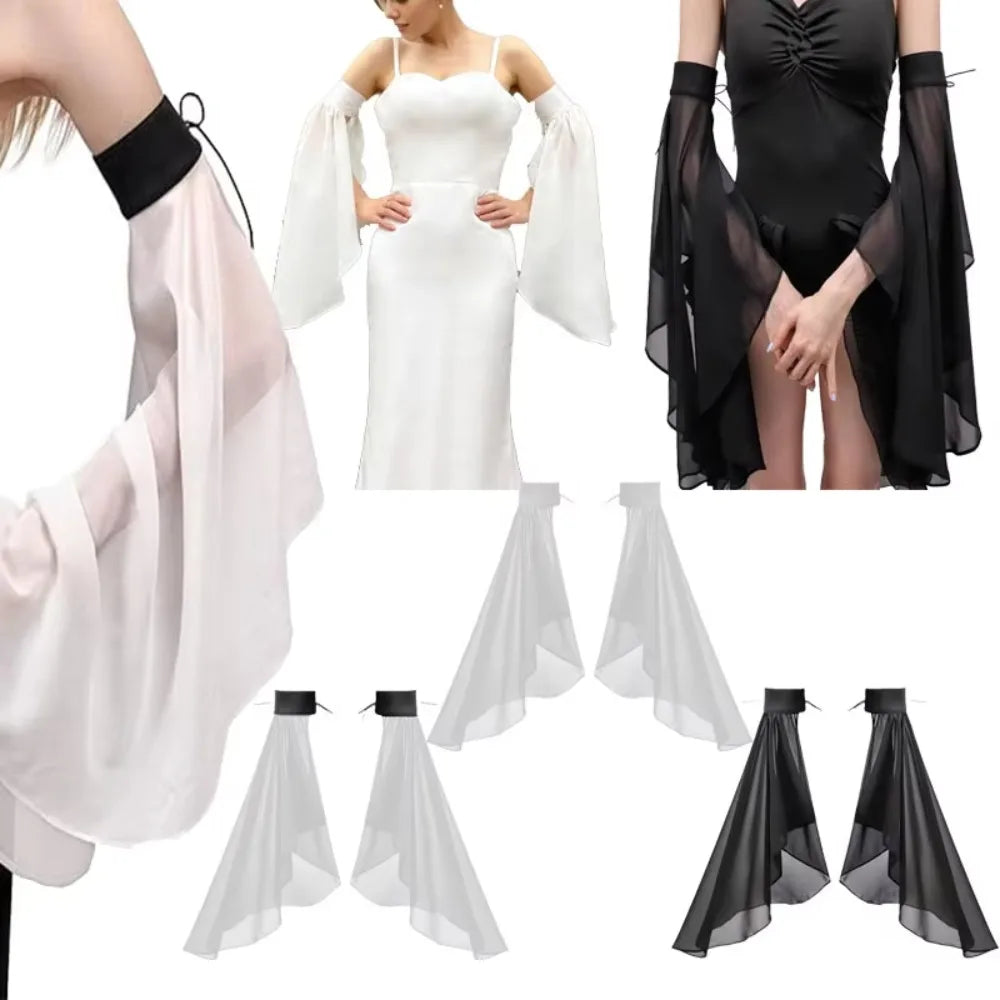 Long Tulle Detachable Sleeves