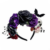 Skull Bat Roses Halloween Theme Flower Hairband