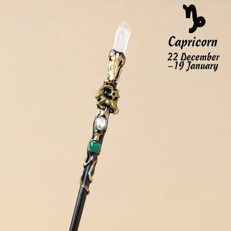 1PC Zodiac Natural Clear Quartz Crystal Point Magic Wand Witch Sceptre