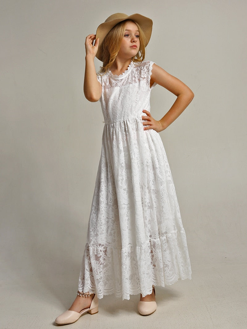 Girls Lace Bohemian Long Photoshoot Dresses