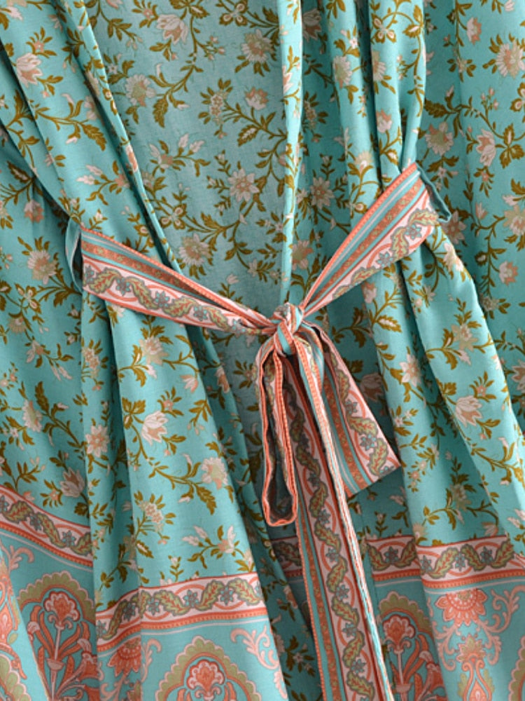 Mint Boho Short Kimono Cover-ups