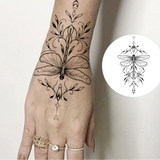 Symmetric Dragonfly Flower Leaf Temporary Tattoo