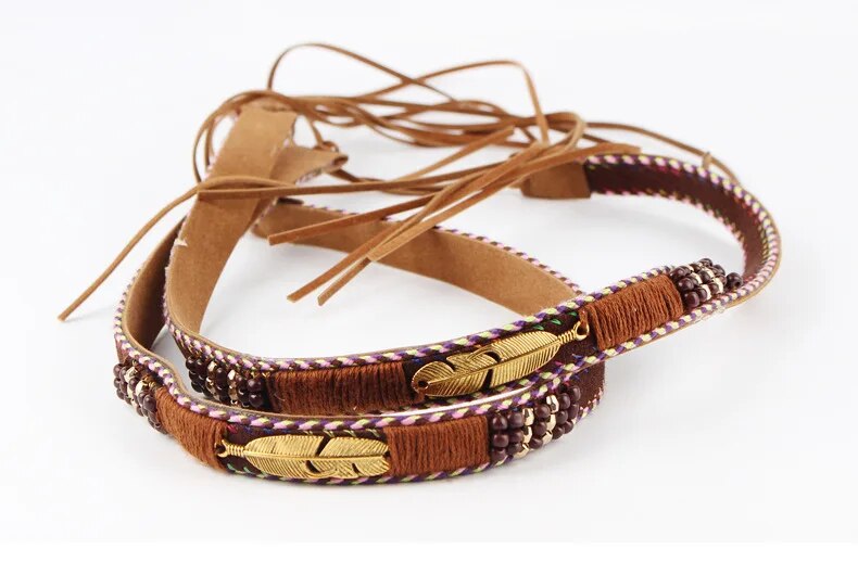 Golden Feather Hat Bands Hand-Wound Hat Belt