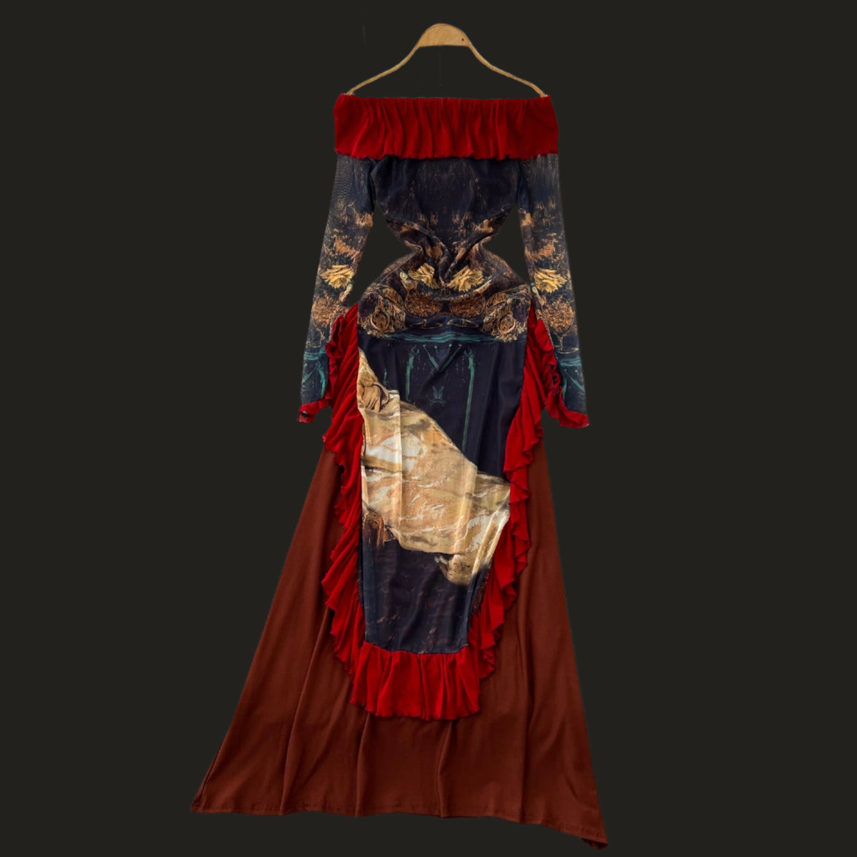 Madelegna's French Renaissance Oil Painting Long Sleeve Dress