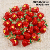 5pcs Christmas Charm Enamel Apple Socks Bell DIY Pendant Charms For Jewelry Making Keychain Earrings Bulk Handmade Material Gift