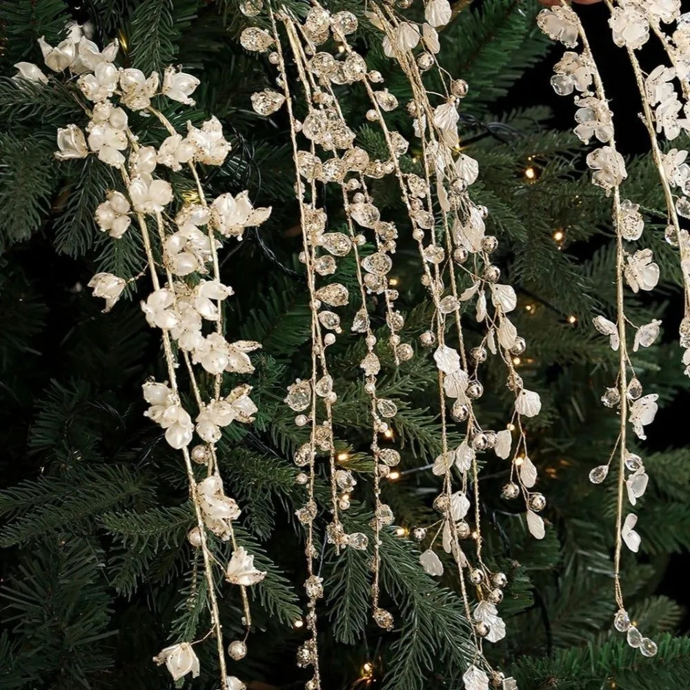 35-40cm Christmas Crystal Vine Pendants Glitter Beads String Handmade Xmas Tree Ornaments