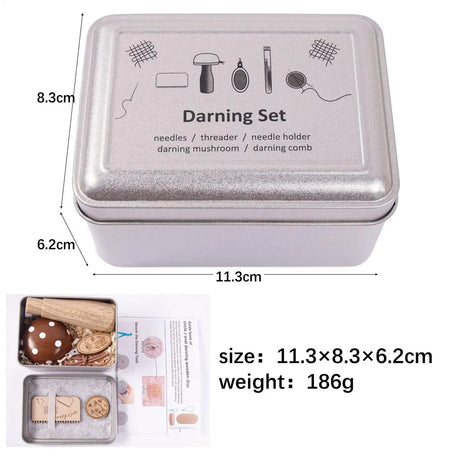 Wooden Mushroom Darning Kit Loom Complete Craft Supplies Sock Repair Kit Mending Tool For Embroidery DIY Crafts Clothes Fabric