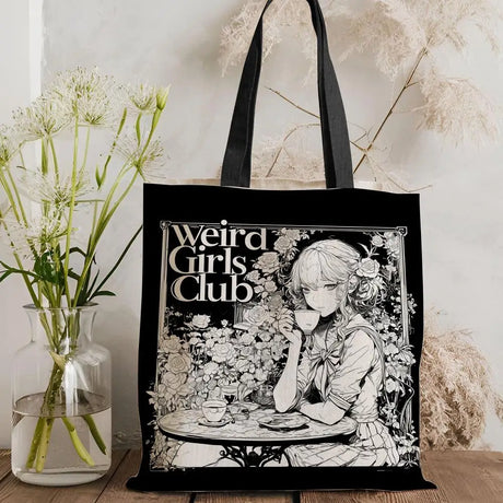 W-Weird G-Girls Club Storage Bags Double-Sided Print Canvas Tote Bag Large Capacity Shopping Bag