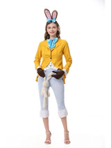 Women's Gentleman Rabbit Cosplay Costume Halloween Carnival Party Stage Performance Set With Bunny Ear Headwear Bow Tie Gloves