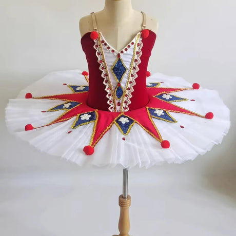 Children Adults Million Joker Pancake Ballet Tutu Kids Dance Competition Performance Costume With Hoop