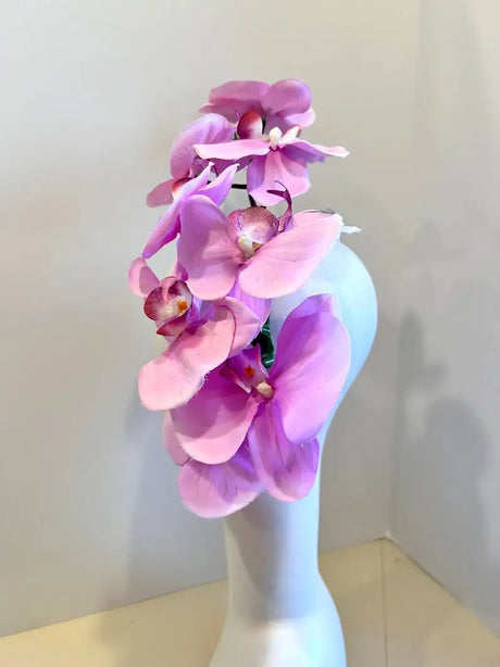 Handcrafted Large Realistic Orchid Statement Headpiece Floral Headband for Weddings Races Photoshoots