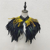 Gothic Feather Shawl Neck Collar Crow Costume Maleficent Cosplay