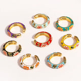 Vintage Boho Colourful Enamel Flower Rings