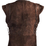 Men's Medieval Faux Suede Vest Sleeveless Shirt Vikings Cosplay Archer Costume