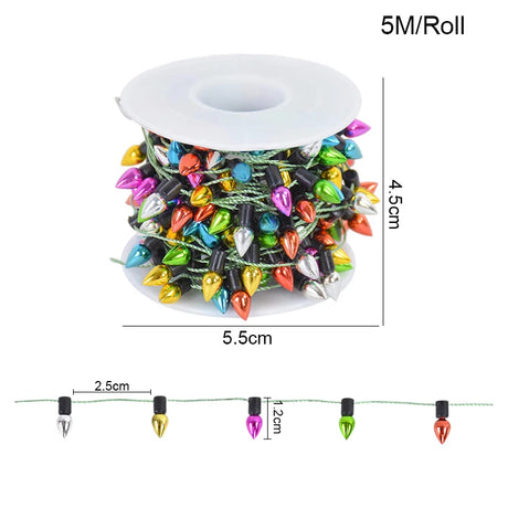5M/roll Colourful Christmas Light Bulbs String Garland Christmas Decorations Xmas Tree Ornaments DIY Craft