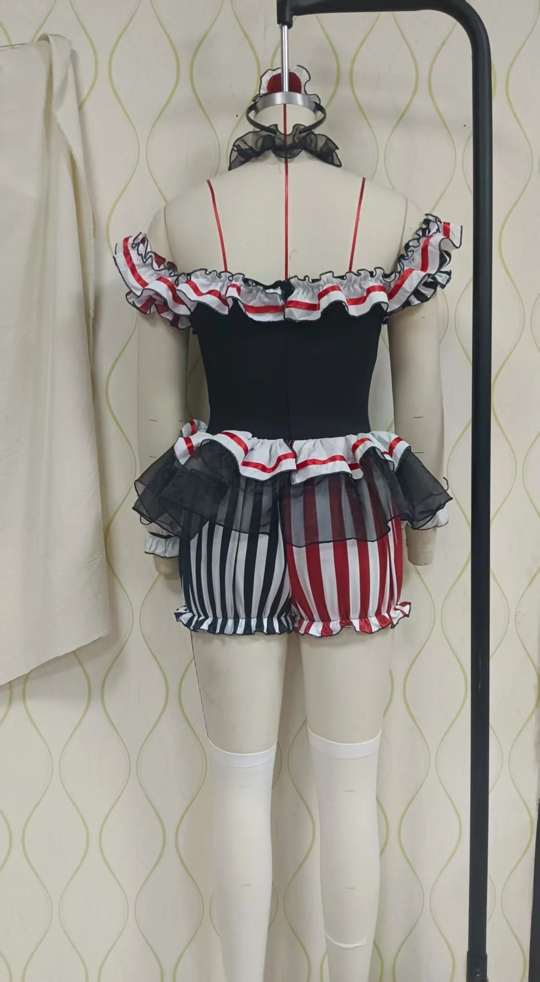 Clown Cosplay Costume Circus Performance Jumpsuit Halloween Party Carnival Jester Theater Stage Performance