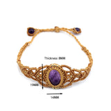 Natural Stone Braided Wax Cord Adjustable Bracelets Rose Quartz Lapis Lazuli Amethyst