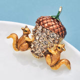 Squirrels And Acorn Brooch