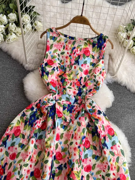 Spring Races Floral Tank Dress with Pockets