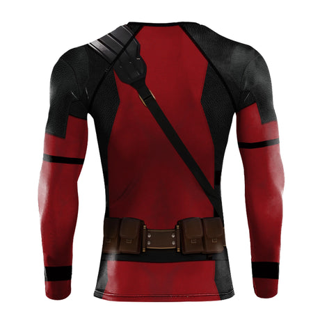 Deadpool Wolverine Printed Mens Rash Guards Compression Shirts Gym Surfing Long Sleeve Stretch Tops