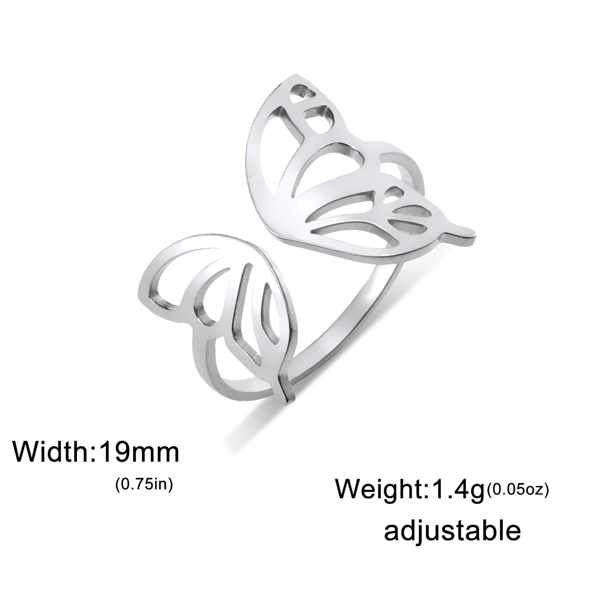 Open Butterfly Ring Stainless Steel Gifts Under $10