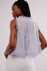 Pip's Summer Cotton Camis Crop Tops Boho Spliced Lace Tank Tops