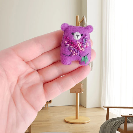 Bouquet Bear Doll Miniature Pocket Hug 5.5*4cm Felt Little Plushie Toy