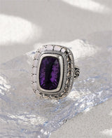 Circe's S925 Sterling Silver Rings Natural Amethyst Yellow Crystal