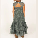 Girls Maxi Lace Chiffon Photoshoot Dresses For 3-15 Years
