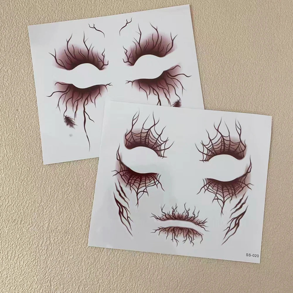 2pcs Vein Design Temporary Tattoo for Halloween Party Body Art Waterproof Face Makeup